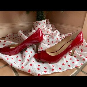Cole Hann red peep toe heals